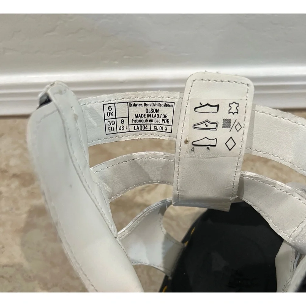 NEW Dr. Martens Olson Zipped Leather Strap Sandals White Milled Napa
